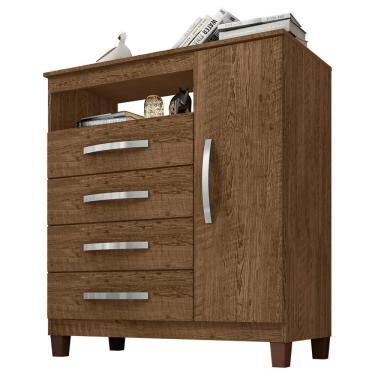 Imagem de Comoda Sapateira 1 Porta 4 Gavetas 84 Cm Moden 2258 Malbec Incp