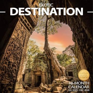 Imagem de Calendário de parede 2025-2026 calendário planejador – Destino exótico pendurado calendário de parede mensal com grandes blocos para organização e planejamento, agenda acadêmica, casa, escritório e