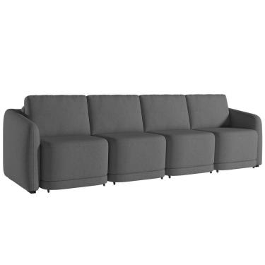 Imagem de Sofá Cama Casal Para Sala 436cm Polska K04 Linho Cinza Escuro - Mpozenato