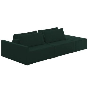 Imagem de Sofá Ilha Modular Com Puff Para Sala Living 232cm Georgia K04 Veludo Verde - Mpozenato