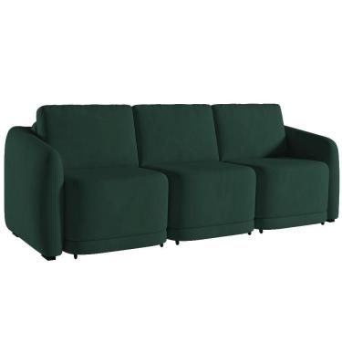 Imagem de Sofá Cama Casal Para Sala 336cm Polska K04 Veludo Verde - Mpozenato