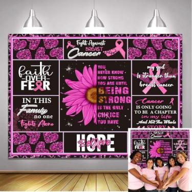 Imagem de Cenário fotográfico de conscientização do câncer de mama 2,1 x 1,5 m outubro mês do câncer de mama backgronud fita rosa atividades de caridade esperança fé força coragem cabine de fotos adereços