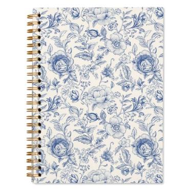 Imagem de WXHUM Diário de caderno chinês floral azul, livro de visitas para chá de bebê, material escolar de escritório, cadernos forrados em espiral, presentes de chá de bebê para mulheres, 14 x 21 cm