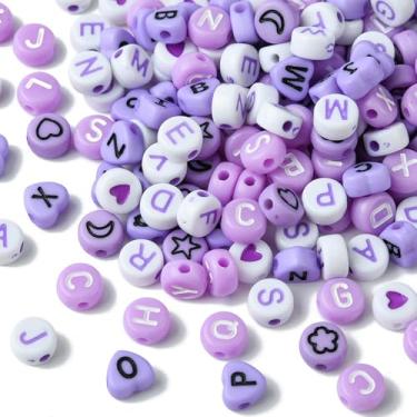 Imagem de MakemadeDIY 200 peças de contas redondas planas sortidas de orquídea para fazer joias, cubo em massa, coração, estrela, contas espaçadoras de acrílico fofas para colares faça-você-mesmo, pulseiras