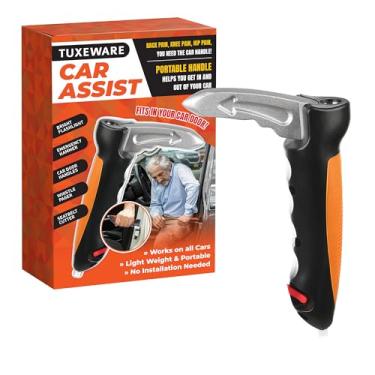 Imagem de TUXEWARE Alça auxiliar de carro 5 em 1 – Suporte portátil com disjuntor de janela, cortador de cinto de segurança, apito e luz LED – Ideal para idosos, deficientes, mulheres grávidas e auxílio à