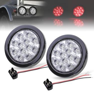 Imagem de [Pacote com 2] Ledvillage 10 cm Lente Redonda Clara Vermelha 12 Luzes LED Marcador Lateral Trailer Cauda Traseira Ultra Brilhante para Caminhão Ônibus Reboque Caminhão Trator Jeep RV Camper ATV 12V DC