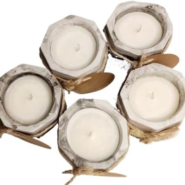 Imagem de Vela Aromática Lavanda Perfumada Artesanal Vegetal Vaso de Gesso Vasinho(Kit Com 3 Lavanda (35g))