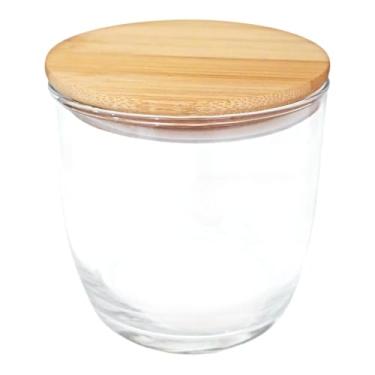 Imagem de Pote vidro com tampa bambu hermético 540 ml para mantimentos alimentos cantinho do café