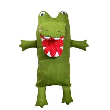 Imagem de Naninha para Bebê e Crianças HEEMM HIRA IMI Tecido Macio 100% Algodão Hipoalergênica Colecionável Artesanal Lavável e com Enchimento Removível 40x25cm Modelo JACARE