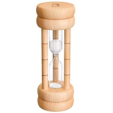 Imagem de Temporizador de areia de 3 minutos, ampulheta de madeira, mini temporizador de ampulheta de bambu, relógio de areia de 3 minutos de madeira, relógio de areia exclusivo para escovar dentes, cozinhar