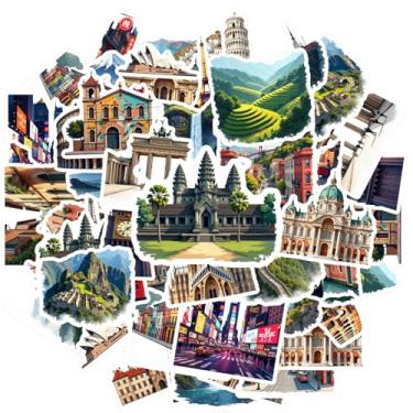Imagem de 35 peças de adesivos de arquitetura de marcos mundiais de arquitetura de brinquedo detalhados para laptop, bagagem, álbum de recortes, diário, adesivo, mala, telefone, bagagem, laptop, guitarra, carro