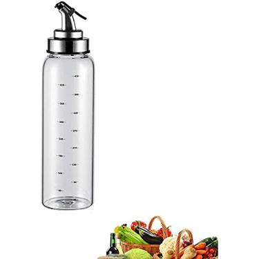 Imagem de 3FLQOOPP Dispensador de azeite de oliva, molho de vinagre garrafa de vidro sem chumbo e condimento de vinho, mede facilmente, bicos de derramamento com tampas de encaixe de liberação de alavanca para