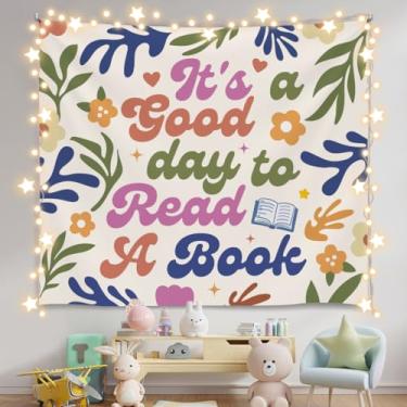 Imagem de Forola Tapeçaria de parede inspiradora para quarto infantil, 150 x 129 cm, design de afirmações de animais, decoração motivacional para berçário, cabeceira de sala de aula (dia bom colorido)