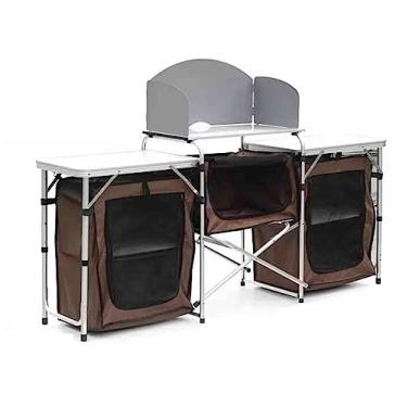 Imagem de JYXYXSCP Fogão de cozinha móvel ao ar livre móvel equipamento de cozinha portátil suprimentos de acampamento mesa de churrasco dobrável para piquenique