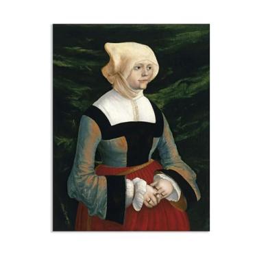 Imagem de SDYJ6GSW Pôster de parede Albrecht Altdorfer Retrato de uma mulher Giclee impressões em tela Albrecht Altdorfer decoração de parede para sala de estar quarto banheiro decoração de casa 80 x 60 cm (31