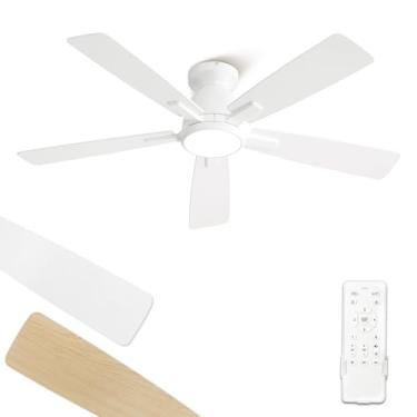 Imagem de Fanbulous Ventiladores de teto de 117 cm com luzes, ventilador de teto e controle remoto de montagem embutida, perfil baixo moderno, luz LED 3CCT 20W com motor reversível silencioso de 6 velocidades