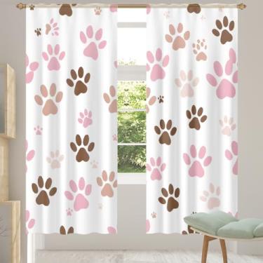 Imagem de 2 conjuntos de painéis com estampa de pata de gato lindas cortinas transparentes arejadas com filtro leve painéis de cortina leve cortina de porta para janela para sala de estar, quarto, jantar, 192