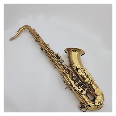 Imagem de Saxofone profissional saxofone tenor E plano laqueado latão dourado corpo esculpido instrumento musical profissional latão saxofone kit para iniciantes