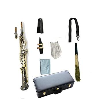 Imagem de Saxofone profissional saxofone soprano B Flat Black Niquelado Instrumento de sopro com bocal, capa para chave de ouro, kit de saxofone de latão para iniciantes