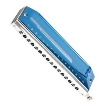 Imagem de Gaita profissional de 16 furos gaita profissional cromática moda azul material de cobertura de latão