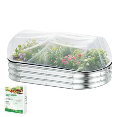 Imagem de 1 pacote de rede de jardim para canteiros elevados, tela de barreira de pragas YTJ para cama elevada, resistente YTJ UV, proteção para vegetais, frutas e flores (cordão preto, 4 × 2 × 2 pés)