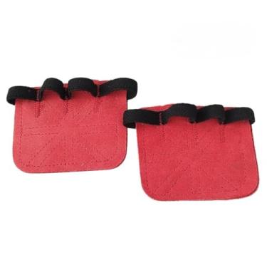 Imagem de Par Luvas de Couro Academia Musculacao Treino protecao Fitnees(Vermelho)