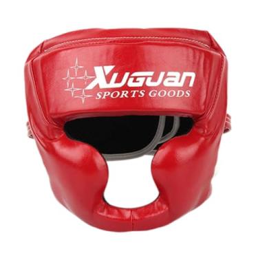 Imagem de rockible Boxing Chapare a testa e proteção da orelha engrossam a tampa da face da engrenagem da cabeça para lutar com lutas de luta de kickboxing, Vermelho, M