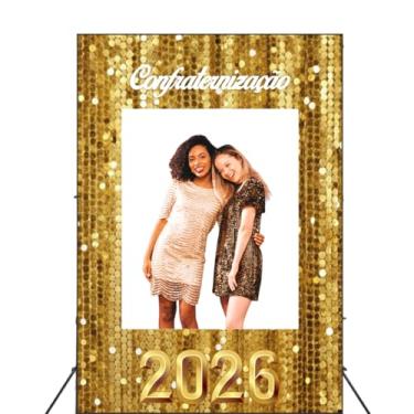 Imagem de Painel Fundo Interativo Ano Novo Tecido Vazado Decoração 1,50x2,20m (FIANV0002)