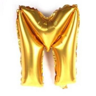 Imagem de Balao metalizado 40cm dourado letra m - PB Festas