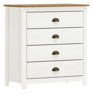 Imagem de Cômoda Para Quarto Closet 4 Gavetas Madeira Maciça Mazzaro F06 Branco Freijó - Lyam Decor