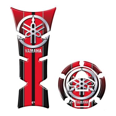 Imagem de Kit Adesivo Protetor Tanque E Bocal Moto Yamaha Diapasão Vermelho Vermelho