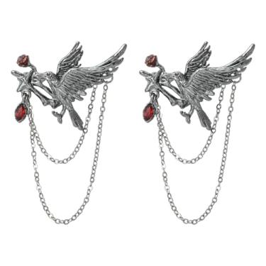 Imagem de Stiesy Broche de lapela esmaltado de gato de flor de café, broches de liga com correntes de pendurar para saia, casaco, jaqueta, chapéu, emblemas colecionáveis vintage para mulheres e homens presentes