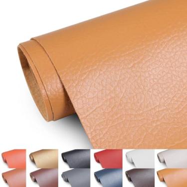 Imagem de Tecido de couro sintético, tecido de estofamento de 139,7 cm de largura por The Yard Marine Vinyl Fabric Outdoor PU Leather Waterproof Sheets Fabric for Crafts Sewings Sofa Wallets Handbag Earrings