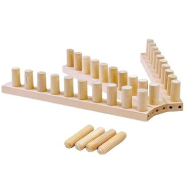 Imagem de Cobertor grosso com moldura de tear de madeira de 94 cm para fazer você mesmo, cobertor de tricô grosso, tamanho ajustável, fio de tricô à mão, grosso, sem necessidade de agulhas, artesanato para