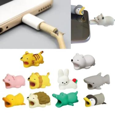 Imagem de Kit Protetor Cabo Bichinho Fofo Fio Carregador Celular Fone Notebook USB Antiquebra Compatível com Iphone e Samsung Animais Fofinhos