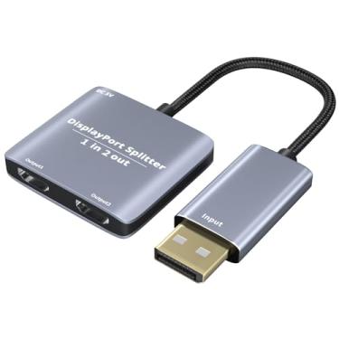 Imagem de ArbaroClara DisplayPort para divisor HDMI duplo 1 em 2 saídas, 4K 60Hz DP 1.4 para porta adaptador HDMI 2.0 dupla, para monitor de laptop MST/SST/extensão/cópia (apenas espelho Mac OS)