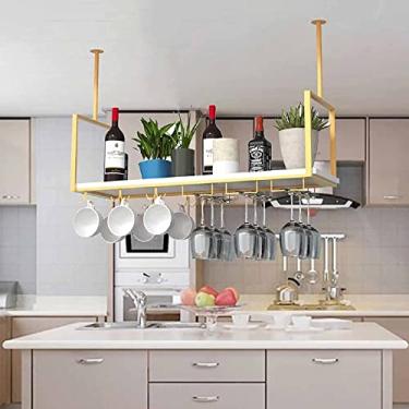 Imagem de APUM Rack de vinho de teto, prateleiras flutuantes modernas de 1 camada, cabide de vinho de madeira de ferro, rack industrial de bar de cozinha suspenso, prateleira de armazenamento, suporte