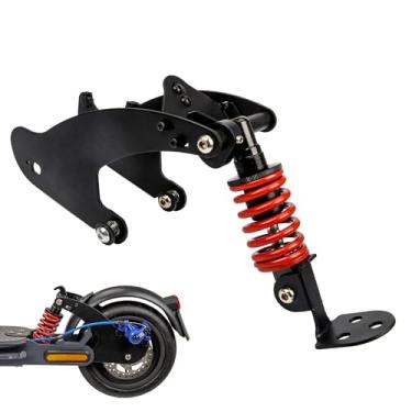 Imagem de ulip Suspensão de choque traseira atualizada com placa de licença grande lanterna traseira e para-lama para Xiaomi M365, M365 Pro, 1S, Pro 2, Essential, Xiaomi 3 Scooters (suspensão de mola vermelha