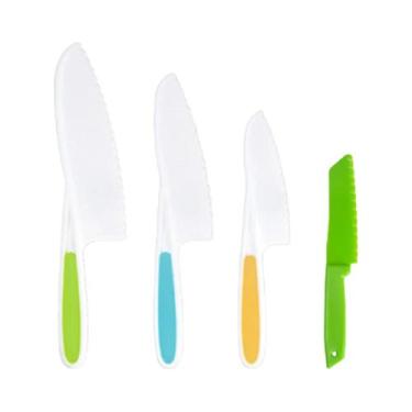 Imagem de Conjunto De Facas E Tábua De Corte De Plástico Para Crianças, Seguro P