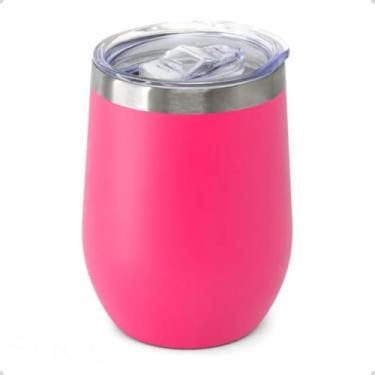 Imagem de Copo Cuia Térmico 350ml Inox com Tampa Redondo Parede Dupla Ideal para Café Cerveja Chá(Rosa Pink)
