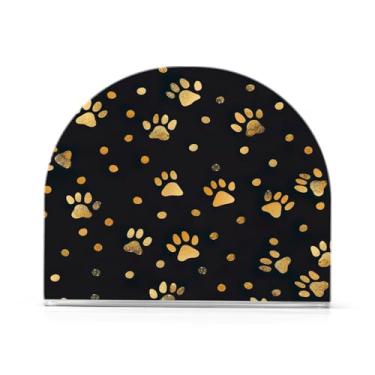 Imagem de Wassud Porta-guardanapos de acrílico com estampa de pata dourada, dispensador de guardanapos de papel moderno em forma de U para mesa, cozinha, sala de jantar, bancada 1 peça (comporta 50-60