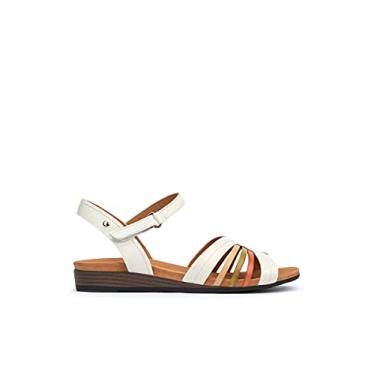 Imagem de PIKOLINOS Sandálias planas de couro Ibiza para mulheres, Nata, 35