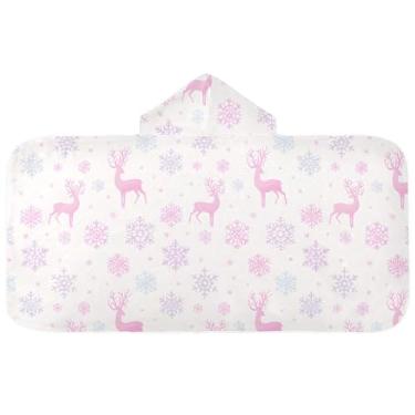 Imagem de Burbuja Toalha de banho com capuz de laço rosa para crianças, toalha de praia de pelúcia macia absorvente para chá de meninas e meninos 3-10 anos, 61 x 127 cm