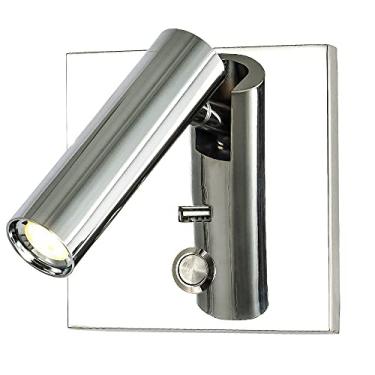 Imagem de Aplique de parede com porta USB de 5V 2.1A e interruptor, luminária de leitura para cama, arandela quadrada para interiores, ideal para quadros, cabeceira de quarto de hotel.