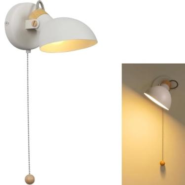 Imagem de Luminária de parede retrô ajustável em madeira com interruptor, estilo vintage industrial, para leitura noturna, ideal para quarto, mesa de cabeceira e sala de estar (1 unidade).