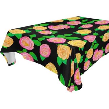 Imagem de Burbuja Toalha de mesa de rosas, toalha de mesa quadrada anti-rugas grossa para decoração de jantar, cozinha, festa, 137 x 137 cm