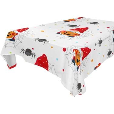 Imagem de Burbuja Toalha de mesa de gnomos de Halloween, toalha de mesa quadrada anti-rugas grossa para decoração de jantar, cozinha, festa, 137 x 137 cm