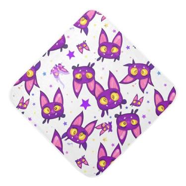 Imagem de Burbuja Toalha de banho de bebê Cartoon Bats - Toalha com capuz de musselina macia e absorvente para recém-nascidos, 76 x 76 cm
