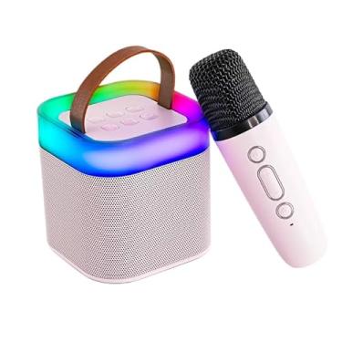 Imagem de Caixas de Som Portáteis Bluetooth Alto-Falante bluetooth Karaoke Microfone Sem Fio(Rosa)