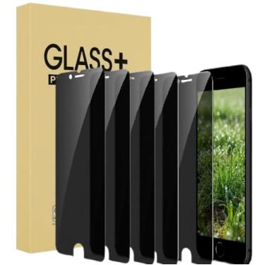 Imagem de Protetor de tela de privacidade para iPhone SE 3/2 (edição 2022/2020), iPhone 8 e iPhone 7, película de vidro temperado anti-espião, pacote com 5